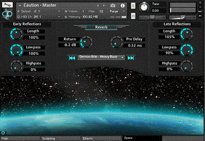 Space Reverb effects page Collision FX kontakt audio plugin